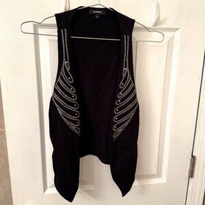 NWOT Rare Express Women's Embellished Metallic Stud Black Silver Gold Threads